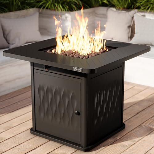 East Oak 81,3 cm Propangas-Feuerstelle, 50.000 BTU Stahlgas-Feuerstelle für den Außenbereich, Terrasse, Terrasse und Garten, CSA-zertifizierter Feuertisch mit Magnetdeckel, Abdeckung