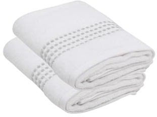Maisonette Classy 100% Baumwolle Handtücher (50 x 100cm, 2er-Pack) - Gesicht, Hand Weiß Handtücher für Badezimmer & Kleine Gästehandtücher