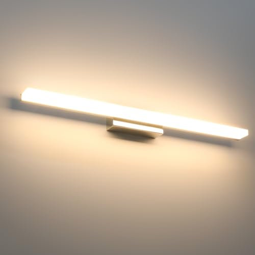 SUZNIU Luce Specchio Bagno Led, 40CM Luce per Specchio Bagno IP44 Freddo 3000K Led del, 6W luminosa Lampada Armadio Illuminazione Impermeabile Argento