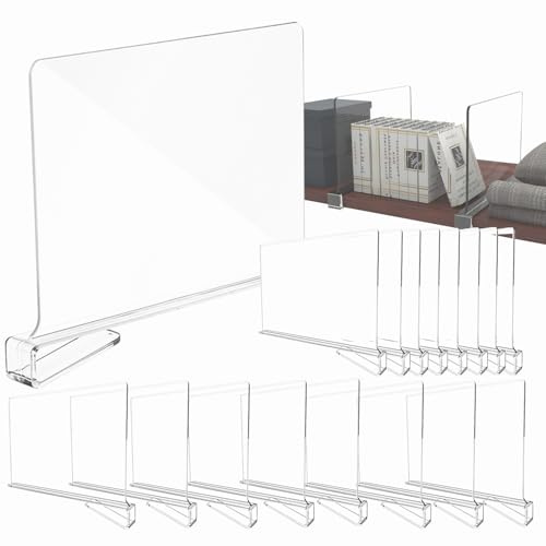 16 Stück Transparente Acryl regaltrenner, Regaltrenner, Kleideraufbewahrung organizer, Regal für Kleiderschrank ohne Bohrungen, Regaltrenner Kleiderschrank, Für Schlafzimmer Küche Kleiderschrank