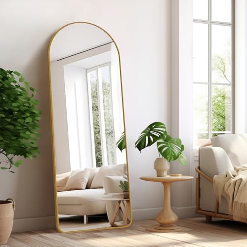 Madewell Living Full Lenth Mirror with Stand, 56x19 Aluminum Alloy Frame, 3-in-1 Standing/Wall-Mounted/Leaning Mirror for Bedroom & Living Room, Shatterproof Tempered Glass & Space-Saving Design