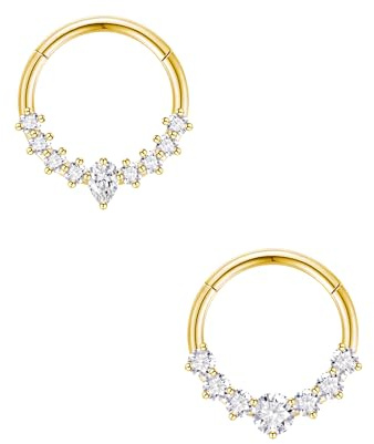jagosen Or Septum Nasal Cerceaux 2pcs 16g 8mm Acier Chirurgical Spirale Guo Cartilage Boucles D'oreilles Septum Nasal Lèvres Anneaux Piercing Bijoux