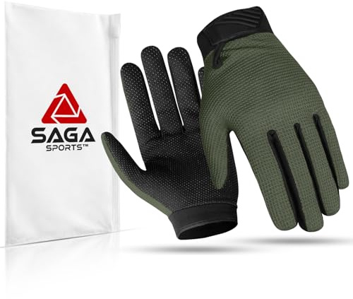 Kids Cycling Gloves - Full Finger Bike Gloves for Boys & Girls, Non-Slip Motorbike Gloves for BMX, MTB, Scooter & Outdoor Sports (Green, Small [4-6])
