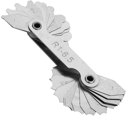 Jauge de Rayon en Acier Inoxydable, Jauge de Filet, de Rayon Métrique, Outil de Mesure Convexe Concave Interne Externe avec Marquage Clair et Rouille (R1-6, 5MM)