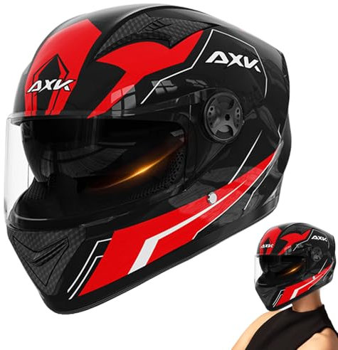 Full Face Double Visor Motorcycle Helmet - Street Bike Headwear With Lens, Adjustable Scooters Mopeds Mountain Bike Cycling Hat For Adults For All Seasons, Unisex