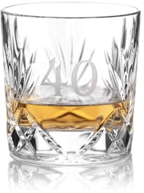DIAMANTE Verre à whisky en cristal, édition 40e anniversaire, design traditionnel Astwood, cristal européen sans plomb, coffret cadeau