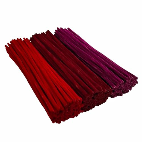 YYUENG TAK 300 stycken piprensare röd, piprensare för pyssel, 3 olika röda chenilletrådar 6 mm x 30 cm, röd piprensare pysselset för gör-det-själv hantverksprojekt och dekoration