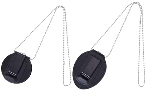 Hobbspring Polizei Ausweishülle Flache Runde Und Ovale Sicherheitsausweishülle Universelle Lederausweishüllen Mit Gürtelclip Und Eisenkette Für Strafverfolgungsbeamte