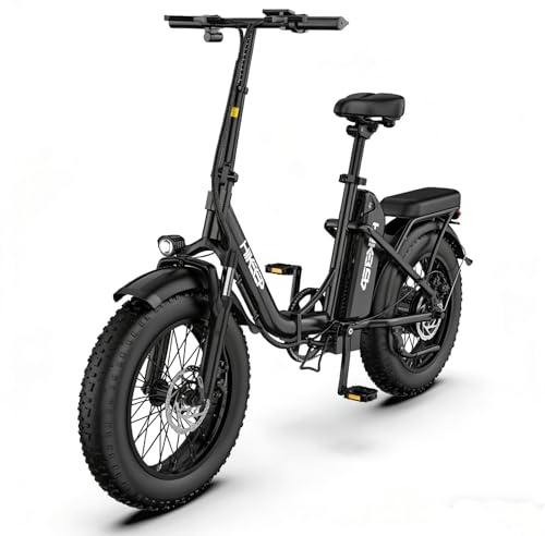 GLOBALKEEP 48V 25AH Fat Tire Electric Bike for Adults, UL2849 Certified 90% Pre-Assembled Folding E-Bike with Removable Battery & Cargo Rack