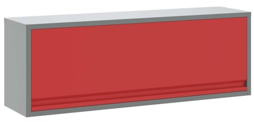 Mokuyary Verktygsskåp med förvaring röd och grå, 100 x 25 x 35 cm, verkstadsskåp, hängande förvaringshylla för verkstad, garage