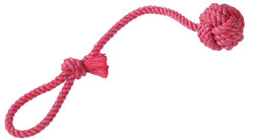 Nobby Rope Toy, Spielseil mit Wurfschlaufe, sort. gelb, rot, blau 57 cm, 275 g, Ball Ø 8 cm, 1 Stück