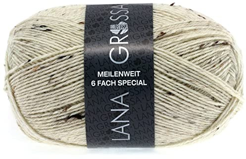 LANA GROSSA Meilenweit 6-fach 150 | 6-fädiger Sockenklassiker, waschmaschinenfest | Handstrickgarn 80% Schurwolle & 20% Polyamid | 150g Wolle zum Stricken & Häkeln | 390m Garn FB8817
