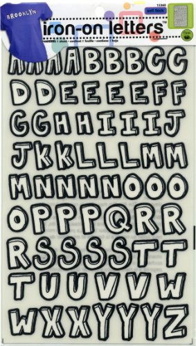 Dritz 15360 Iron-on Letters, Soft Flock, Handscript, 1-Inch, Black & White (1-Sheet)