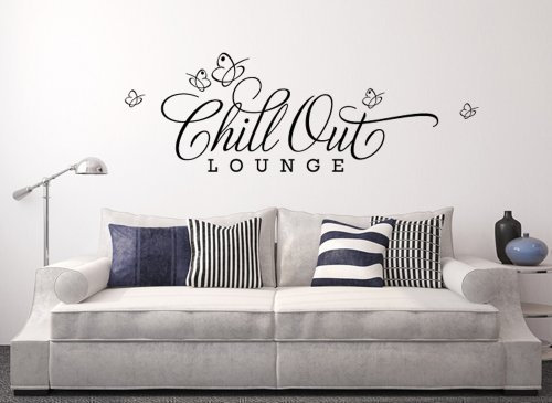 Grandora W817 Wandtattoo Spruch Chill Out Lounge Wohnzimmer Schlafzimmer weiß 163 x 56 cm