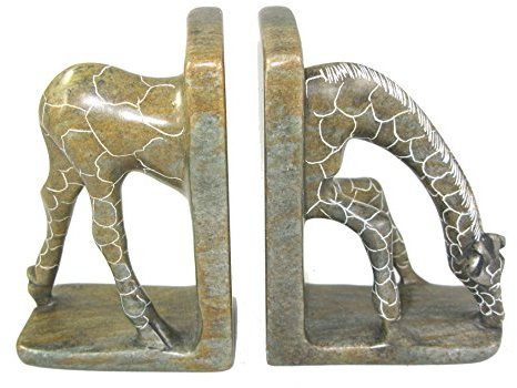 The Friendly Trading Co Buchstützen aus Stein afrikanische Giraffe – afrikanische Shona-Kunst-Skulpturen Simbabwe 15 x 30 cm 2,5 kg