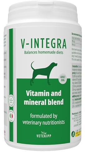 V INTEGRA Perro Adulto 200g, Suplemento Completo Rico en Vitaminas y Minerales para Equilibrar Dieta Casera y Barf, V Integra Vitaminas para Perros, Suplementos para Perros Made in Italy