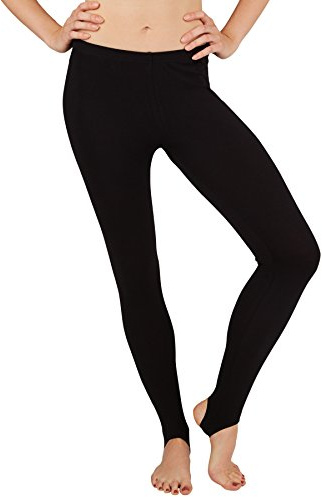 dressforfun Damen Leggins mit Steg | Idealer Begleiter bei Ballett, Tanz, Sport und Gymnastik | Diverse Farben (L | Schwarz | Nr. 301312)