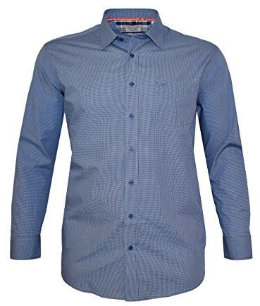 Casa Moda Premium Cotton LS Kent Check Shirt In Blue In 3XL