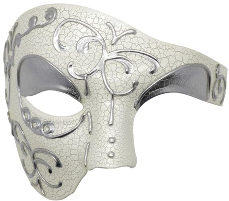 Thmyo Phantom de demi-visage vintage des hommes de l'opéra masque de mascarade de carnaval vénitien (Beige)