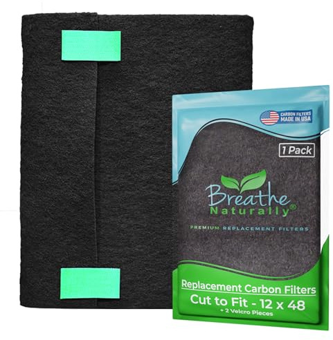 Breathe Naturally Universal Cut To Fit Activated Carbon Air Filter - Replacement Charcoal Air Filters - Carbon Filter Sheet for Air Purifier, Vent Filters & More - Made in USA (Pack of 1, 12x48)
