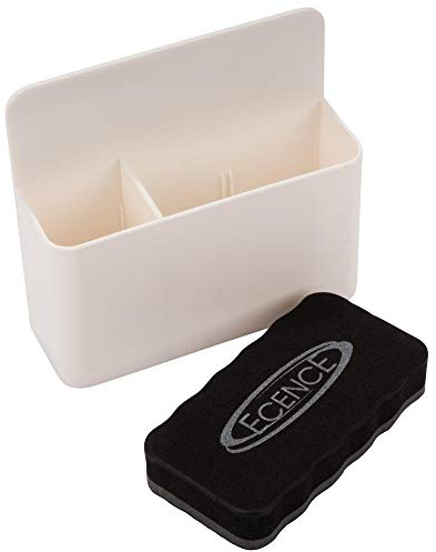 ECENCE Porte-stylo magnétique, porte-marqueur pour tableau blanc composé de 2 compartiments avec éponge pour tableau blanc idéal pour réfrigérateur, casier et toutes les surfaces magnétiques