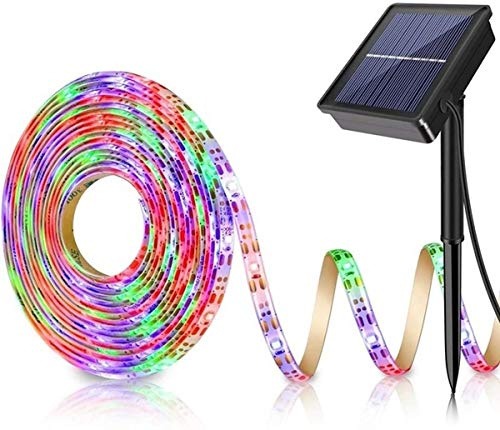 AMZSTAR Outdoor Solar Light Waterproof LED Strip Lights,16.4ft 150LED Rope Lights 8 Mode Solar Powered Flexible Waterproof String Lights for Window Stairs Roof Patio Walkway Decor (Multicolor)