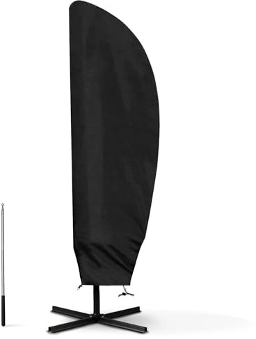 LEESITEC Sonnenschirm Schutzhülle,Sonnenschirm Abdeckung für 2 bis 4 M Große Sonnenschirm Schutzhülle Outdoor Ampelschirm, Wetterfeste, UV-Anti, Winddicht und Schneesicher 205 x 25/57/48 cm-schwarz