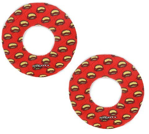 MIGHTY- NO Stuff Ring - Squeaky Plastic Core. 2-in-1 Toy. Made Durable, Strong & Tough. Interactive Play (Tug, Toss & Fetch). It Floats (Red, Large 2 Pack)