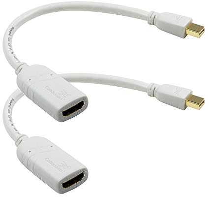 Cablesson White Gold Plated Connector Mini Display Port To HDMI Adapter Cable Mini DP To HDMI - Pack Of 2