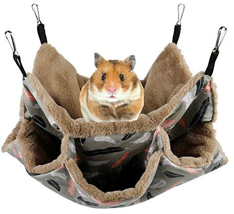 Vinnykud Hängematte Höhle Kleintier Schaukel,Doppelschicht Haustierkäfig Hängematten Schläfer Hängematte für Ratte, Frettchen, Chinchillas Totoro,Hamster, Meerschweinchen, oder Andere Haustiere