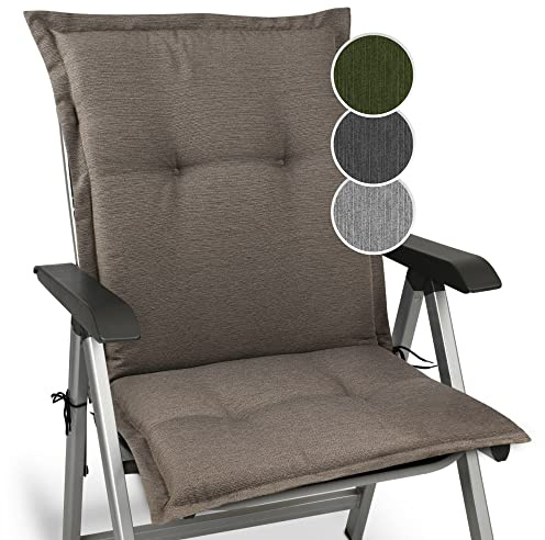 Beautissu Premium Gartenstuhlauflage Niedriglehner 105x50x7cm Dicke Polster Gartenmöbel Niederlehner Auflagen Gartenstuhl - Made in EU – Robuster Stoff & UV-Lichtechtheit HighLux NL Sitzkissen Taupe