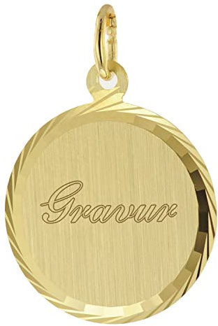 trendor Anhänger mit Namen 333 / 8K Gold Gravurplatte Ø 16 mm 51062 | Gravurschmuck aus Echtgold, Schmuckstück für Damen und Herren,