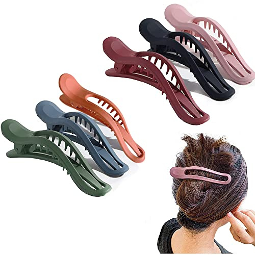 6 Stück Große Haarspange, Klassische Haarklammer, Starke Entenschnabel Haarnadel, Gebogene Mehrfarbige Morandi Haarspange für Damen, Friseur (6 Farben)