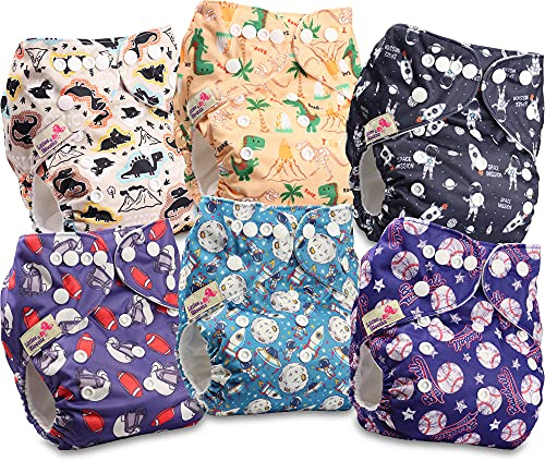 Littles & Bloomz Pocket Stoffwindeln, Druckknöpfe, 6er FLP2-0604 | 6 Pocket Stoffwindeln mit verstellbaren Druckknöpfen. Einlagen separat erhältlich, verschiedene Optionen verfügbar.