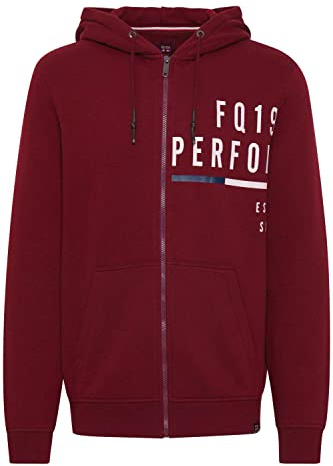 FQ1924 FQAlbert Sweatjacka, Herrkläder, Huvjacka, Huvtröja med Huva av 100 % Bomull, Cabernet (191724), L