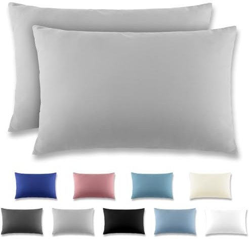 REDKEY Funda Almohada- Juego de 2 Fundas Almohadas 40x60 cm, con Cremallera Oculta, Transpirable Suave Antiarrugas de Microfibra - Gris Claro
