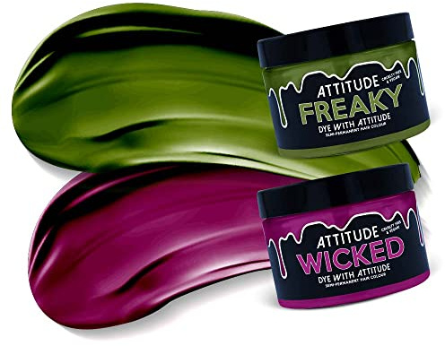 Attitude Hair Dye Semi-permanente Haarfarbe Wicked Witch Duo Kombi-Set 2 Dosen Haarfarbe Lila/Grün
