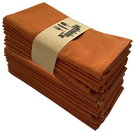 ZOYIEP Stoffservietten Leinenservietten,4/6 / 8er Set 100% Baumwolle und Leinen Servietten Stoff, Stoffservietten Leinen 40 x 40 cm Kitchen Stoffservietten Dekoration (Orange,6er Set)