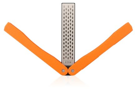 Luckious Diamond Knife Sharpener - Dual Grit Diamond Sharpening Stones for Garden Tools, Pocket Diamond Whetstone Knife Sharpeners for Camping, Kitchen, and Garden (Orange)