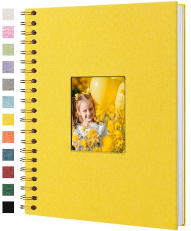 Yopih Fotobuch Scrapbook mit Leineneinband, 20 x 28 Cm Hardcover mit weißem Kraftpapier-Seiten, für Reisen Hochzeit Gästebuch Weihnachten Baby Shower (40 Blätter/80 Seiten)