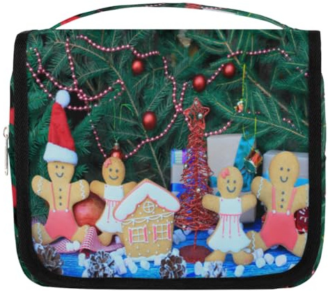 Jolie trousse de toilette de voyage en pain d'épices de Noël pour femmes, hommes, enfants, garçons, filles, trousse de toilette à suspendre, organisateur de maquillage, couleur, L, Organiseur de sac