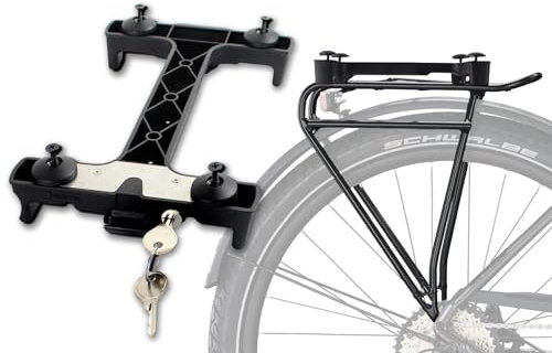 BISOMO Fahrrad Gepäckträger Adapter Snapit 2.0 für Racktime, Snap-It mit Schloss und Füßen, für Fahrrad Korb, Tasche, Gepäckträgertasche