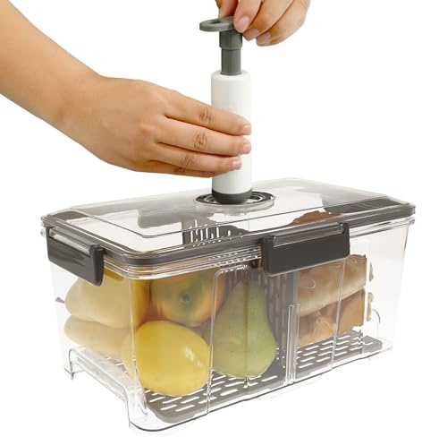 BOBASH - Panera rectangular hermética para almacenar pan, extragrande, transparente, para recoger el tiempo BOBASH (bomba de mango de cinta gris de 7,5 L)