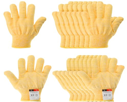 PATIKIL Cut Resistant Gloves, 8 Pair Level 5 Protection Anti Cutting Gloves Cut Proof Gloves for Kitchen Wood Carving Working, X-Small, Yellow