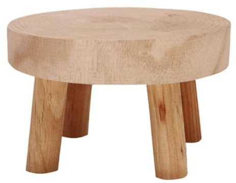 Genérico Soporte Para Plantas Red-ondo Con Taburete Alto Soporte Para Macetas, Soportes De Exhibición Para Macetas De Madera Maciza Para Jardín, Soporte De Exhibición Con Taburete De Madera