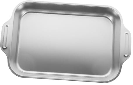 OFFSCH Stainless Steel Roasting Pan Rack Heavy-Duty Rectangular Fish Roaster Tray 37x22x5.3cm Induction Compatible for Seafood and Baking