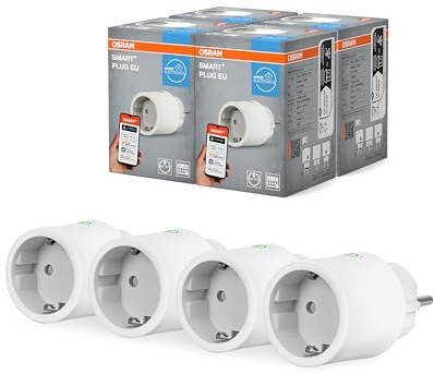 OSRAM Smarte Alexa-Steckdose mit Matter over WiFi, entwickelt für Alexa, bindet konventionelle Geräte mit bis zu 2.300W ins Smart Home ein, 4er-Pack (nicht verwendbar mit SMART+ App) | Stecker, Dia, 4 Stück