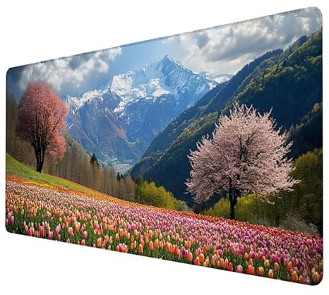 Alfombrilla Ratón, Alfombrilla Ratón XXL Gaming Tapete Escritorio Ordenador (1400x600x3mm) Protector Escritorio Alfombrilla, para Ratón Láser y Óptico (Montaña de nieve) mousepad (Color) 7-4-T