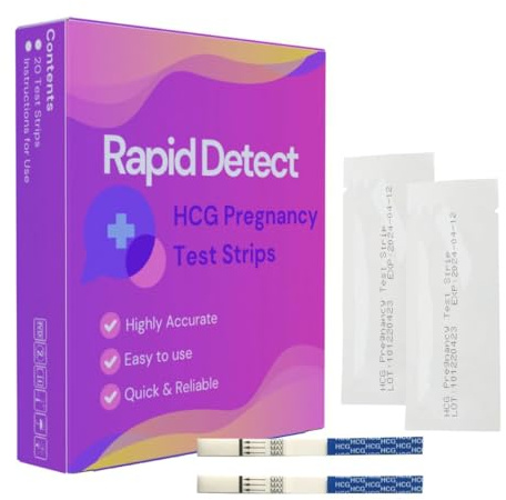 Diversity Source Group Rapid Detect HCG Pregnancy Test Strips (20 Count) Easy to Use, Home Pregnancy Test Strips, Indivdually Wrapped & Reliable