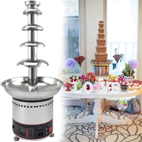 GESAIDES Fuente de Chocolate, Máquina Eléctrica de Acero Inoxidable Práctica y Duradera, Elegante para Restaurantes, Fiestas en Casa.,5tiers
